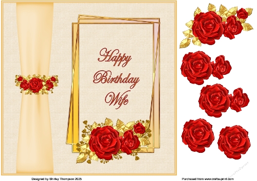 8 x 8 geometric rose frame step by step card front (Wife).