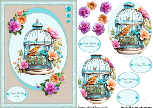 A5 birdcage step by step card front.