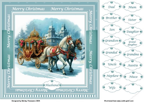 8 x 8 winter carriage quick card front.