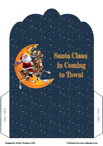 Scalloped edged Santa money wallet.