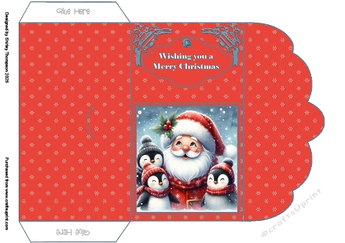 Red Santa & penguin friends money wallet