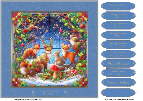 8 x 8 cute animals stained glass window.
