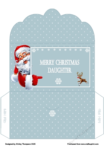 Grey pointing Santa money wallet (Daughter).