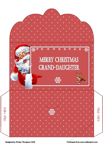 Red pointing Santa money wallet (Grand-daughter).