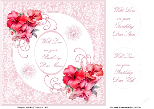 8 x 8 pink lilies quick card front.