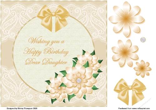 8 x 8 floral step by step card front (Daughter).