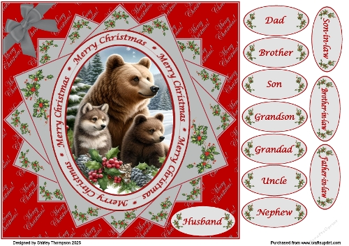8 x 8 Winter bears quick card front.