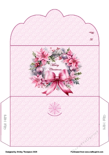 Pink wreath money wallet.