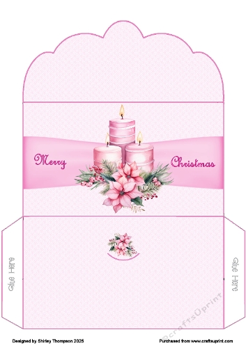Pink candles & poinsettia money wallet.