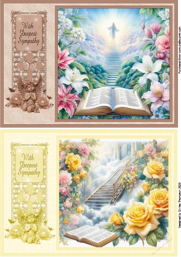 Pair of A5 sympathy quick card fronts.