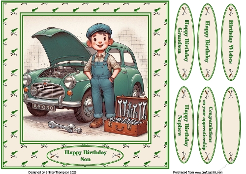 8 x 8 young mechanic quick card front.