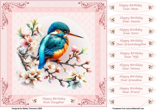 8 x 8 Kingfisher quick card front.