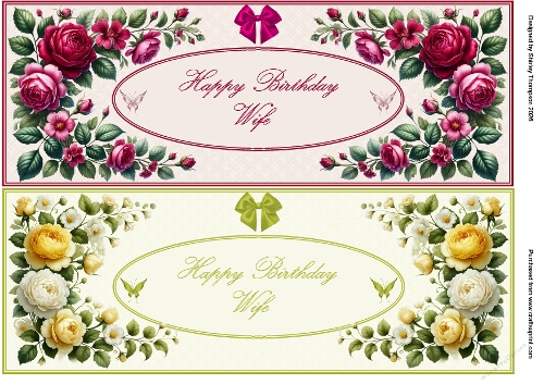 Pair of floral DL quick card fronts (Wife).