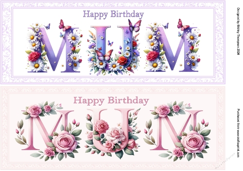 Pair of large DL floral alpha card toppers.