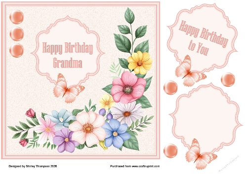 7.5 in spring flowers quick card front (Grandma).