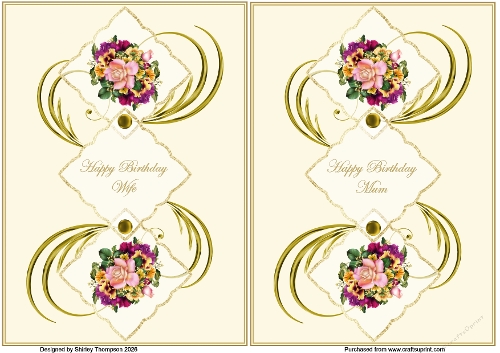 Pair of floral A5 quick card fronts (Wife & Mum).