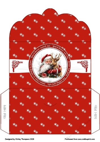 Santa Claus is coming to town scalloped edged money wallet.