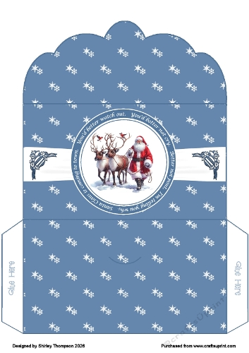 Santa Claus is coming to town scalloped edged money wallet (Blue).
