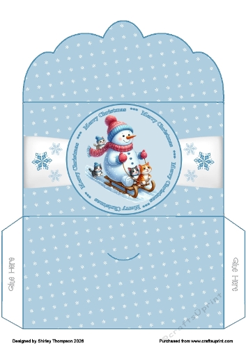 Sledging snowman money wallet.