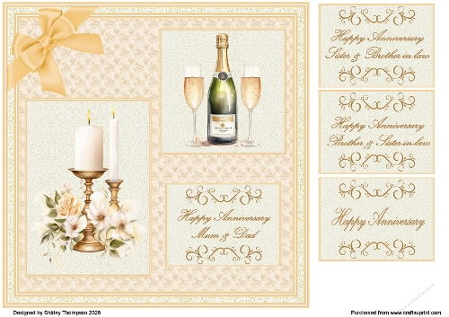 8 x 8 Peach & cream anniversary quick card front.