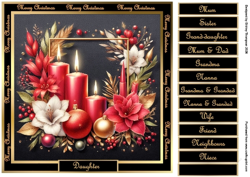 8 x 8 candles & florals quick card front.
