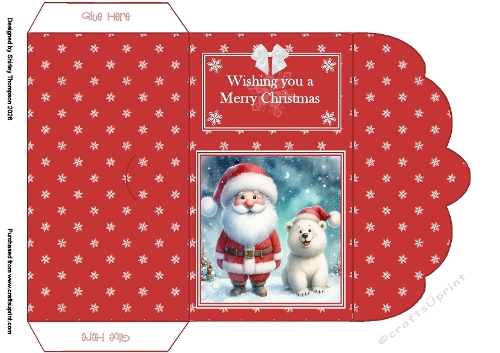 Santa & polar bear cub scalloped edged money wallet.