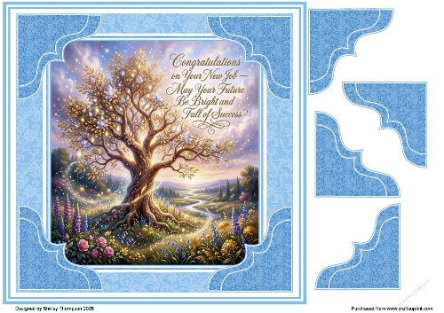 8 x 8 new job congratulations step by step card front.