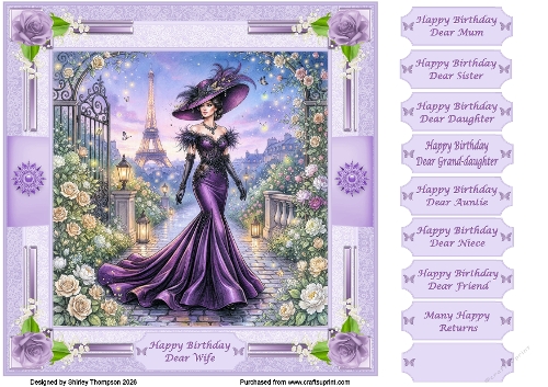8 x 8 elegant lady quick card front.