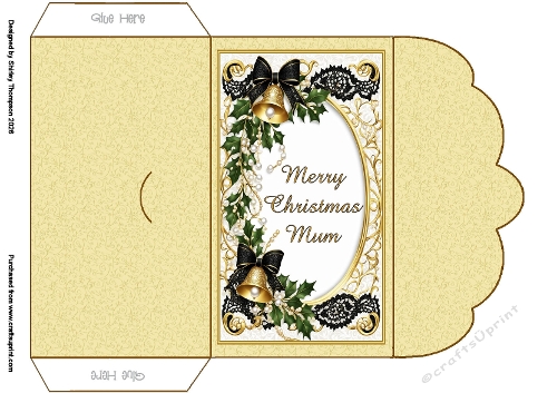 Gold bells scalloped edged money wallet (Mum).