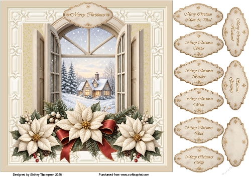 8 x 8 Christmas window quick card front.