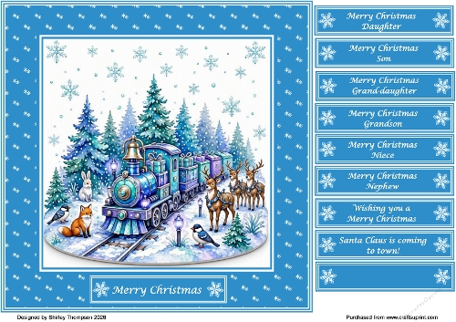 8 x 8 Christmas express quick card front.