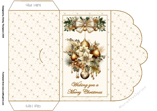 Scalloped edged Christmas baubles & poinsettia money wallet.