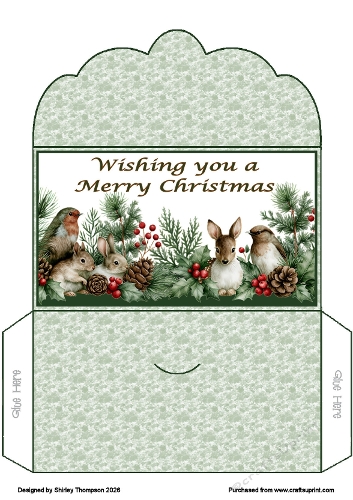 Winter animals scalloped edged money wallet.