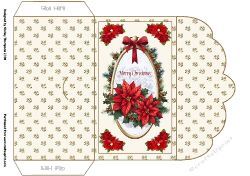 Holly & poinsettia scalloped edged money wallet.