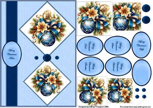 A5 Christmas baubles step by step card front.