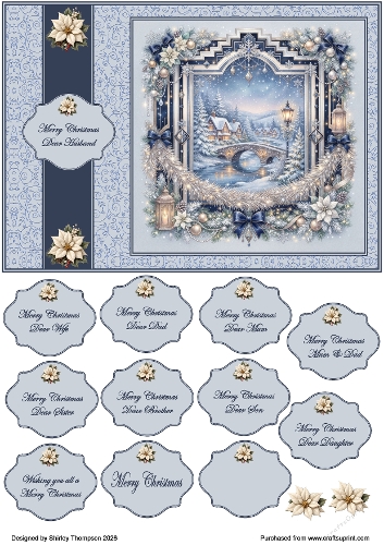A5 winter wonderland quick card front (Blue).