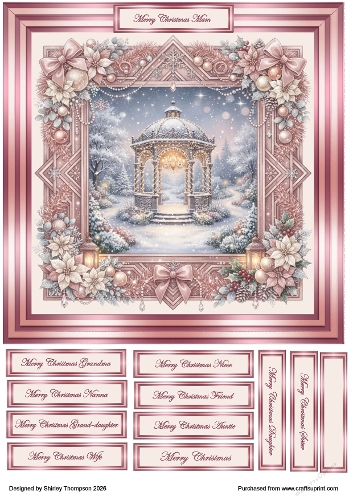 8 x 8 winter wonderland quick card front (Pink).