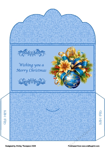 Blue bauble money wallet.