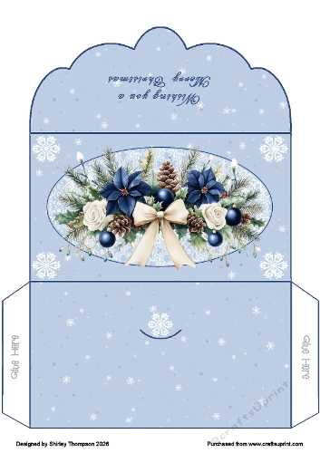 Blue floral scalloped edged money wallet