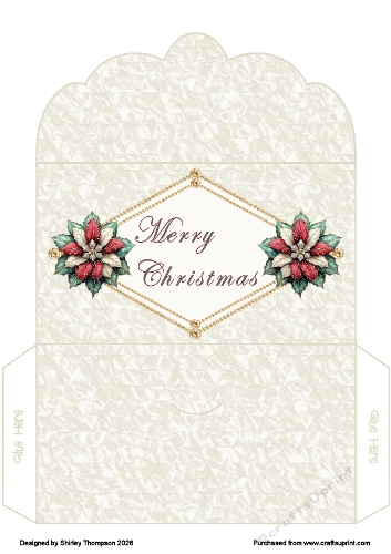 Sparkly poinsettia scalloped edged money wallet