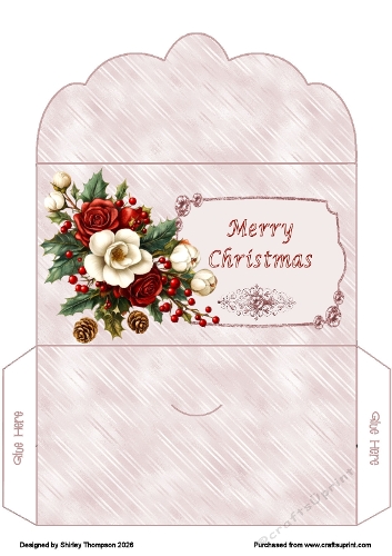 Red roses scalloped edged money wallet