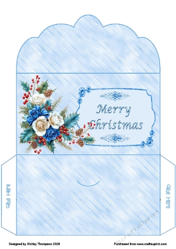 Blue roses scalloped edged money wallet.