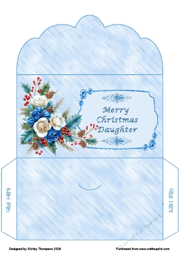 Blue roses scalloped edged money wallet (Daughter).