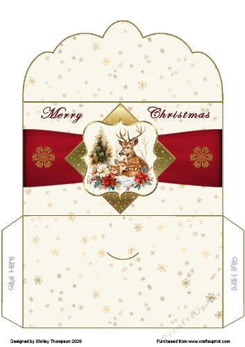 Deer with fawn scalloped edged money wallet.