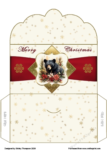 Black bear scalloped edged money wallet.