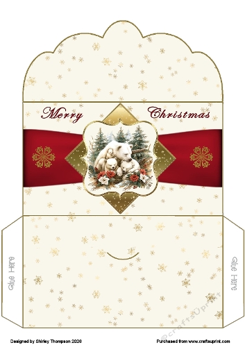 Polar bear & cubs scalloped edged money wallet.