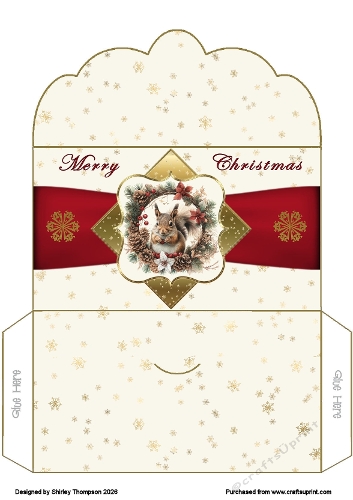 Squirrel scalloped edged money wallet.