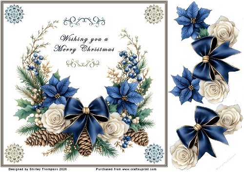 8 x 8 Blue floral step by step card front.