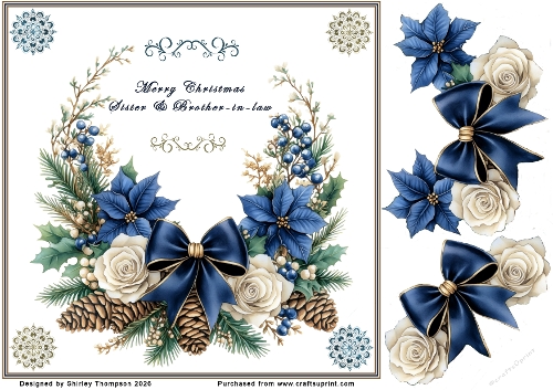 8 x 8 Blue floral step by step card front ( Sister & Brother-in-law).