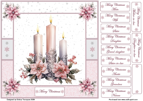 8 x 8 Christmas candles quick card front.